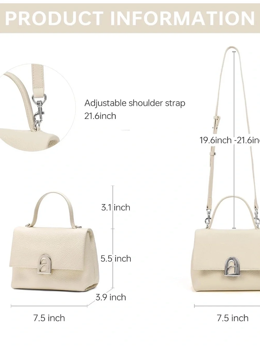 White Leather Top-Handle Bag